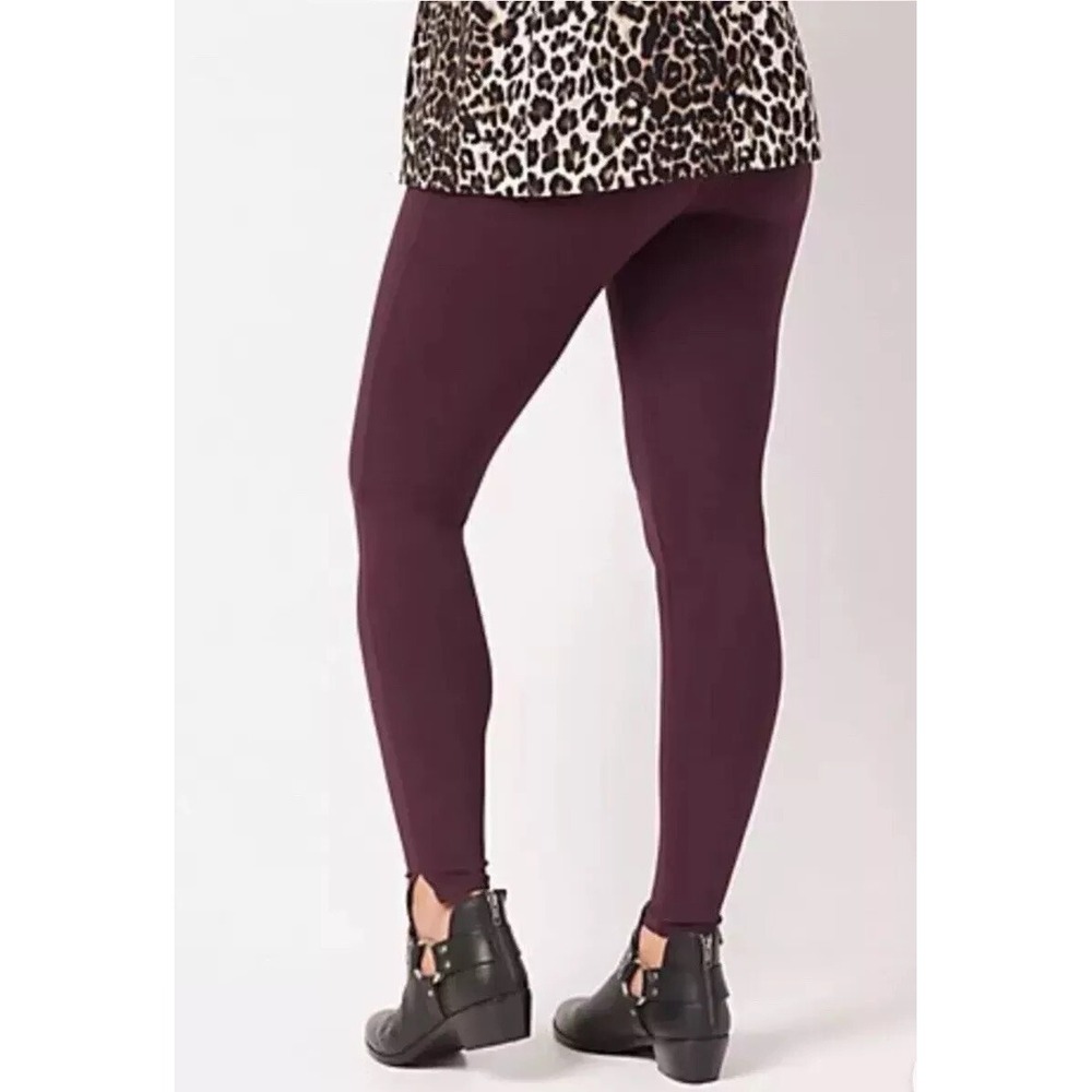 Spanx Ankle Length Ponte‎ Hem Slit Leggings Tall Brandywine Small A370039